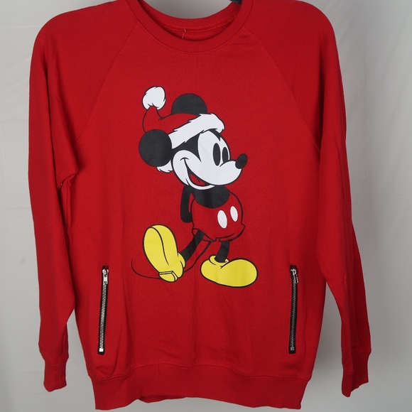 Disney Sweaters - Disney Red Mickey Mouse Santa Crew Neck Sweater